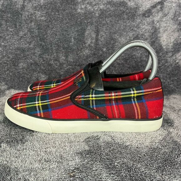 Lauren Ralph Lauren Ria II red plaid slip on seneakef Women’s 6.5 - Picture 1 of 9